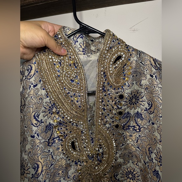 Men’s Kurta Tunic Top with pant with beading and embroidery - Picture 15 of 15